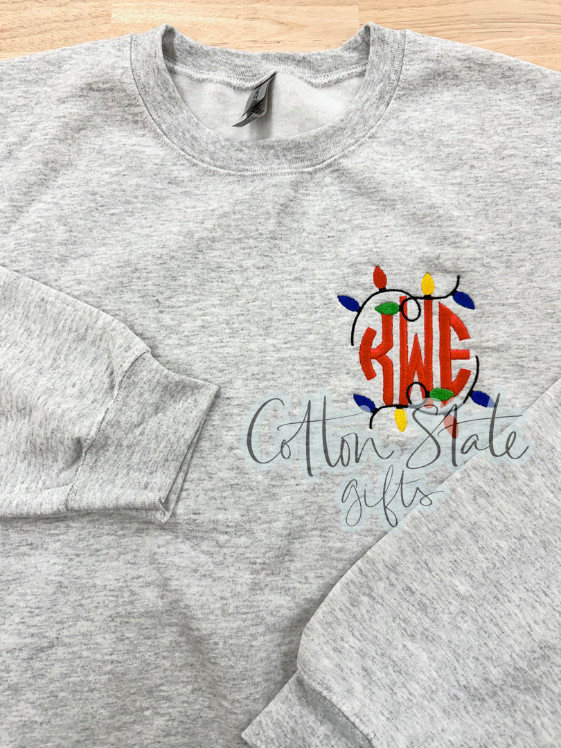 Bright Christmas Lights Monogrammed Sweatshirt